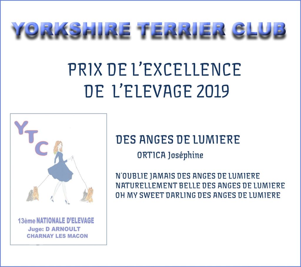 Des Anges De Lumiére - Prix de l'excellence de l'élevage 2019